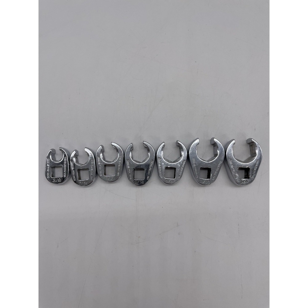 7 Pc. LOT Snap-on 3/8" Drive SAE 6 Pt Flare Nut Crowfoot Wrench Set 3/8"-3/4"